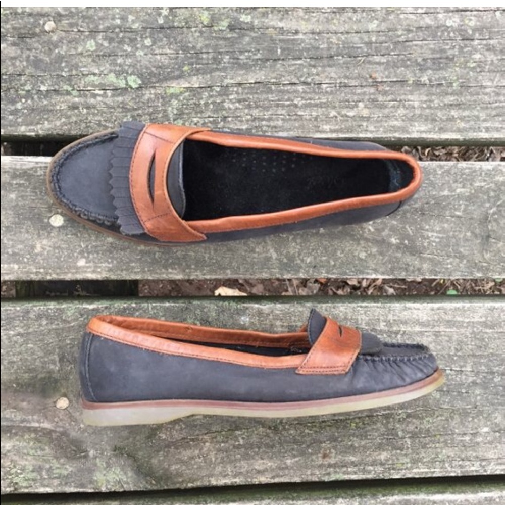 Vintage Nine West Loafers Blue Leather Slip On 6